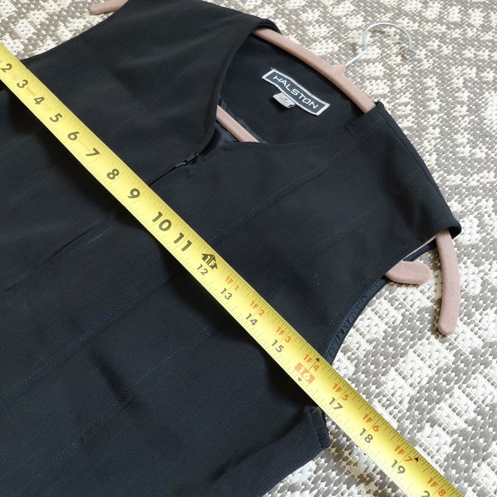 Halston Set Vest Long Jacket Womens 8 Vintage Black Lagonlook Minimalist Career - Picture 16 of 16